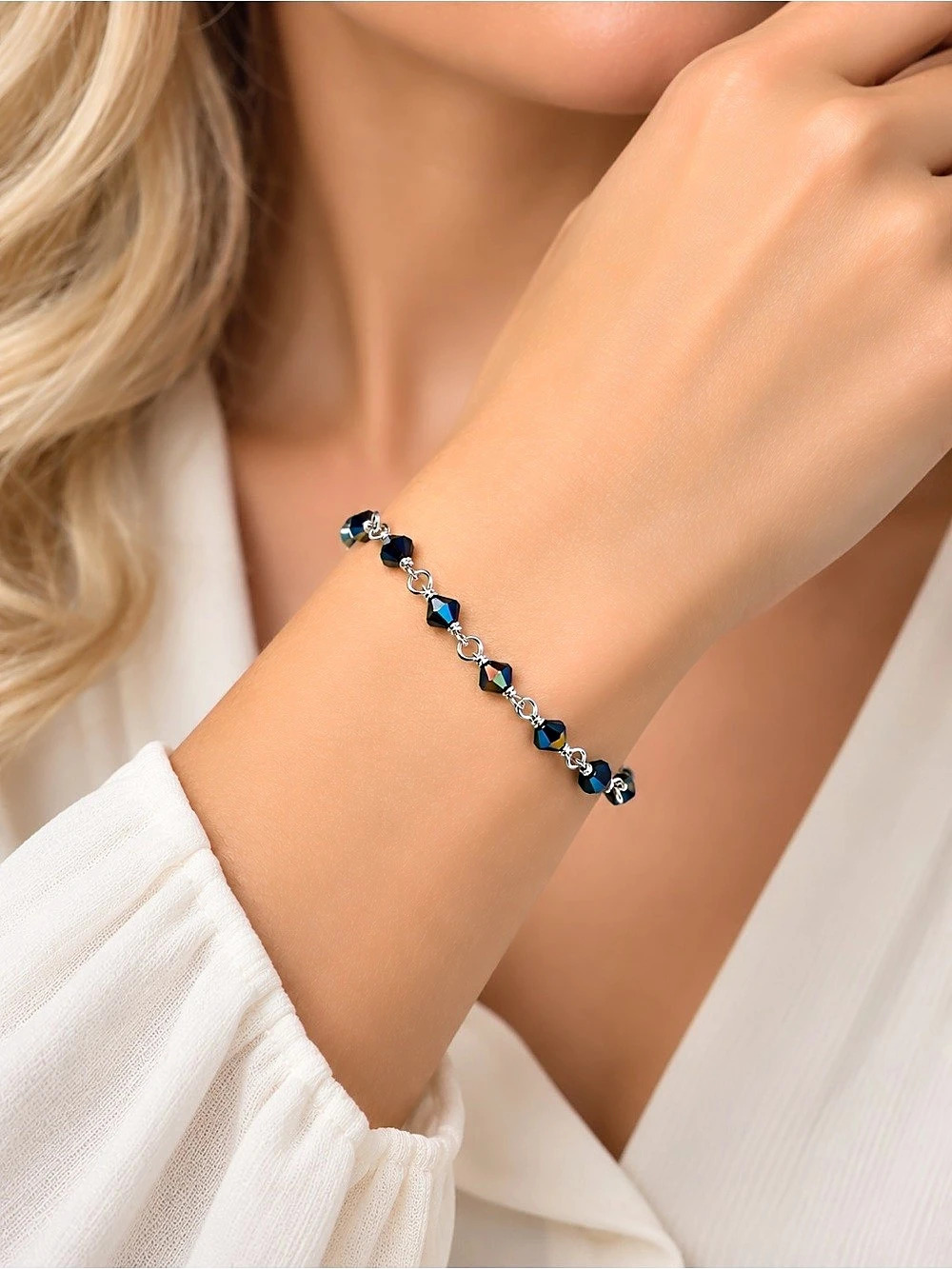 Handmade Swarovski Jet AB Crystal Bracelet